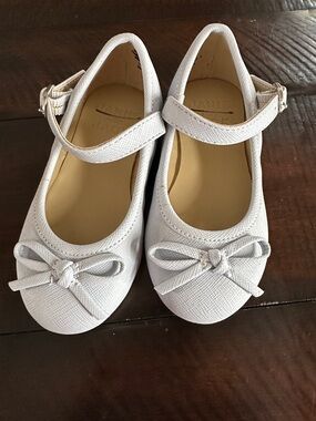 Girls Pale Blie Mary Jane Bow Flats - Classic Kids Shoe